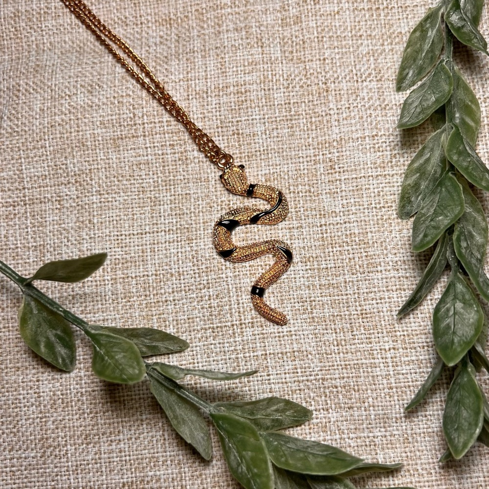 GOTHIC Long Black and Gold Twisted Snake Necklace | Whimsy, Y2K, Goth